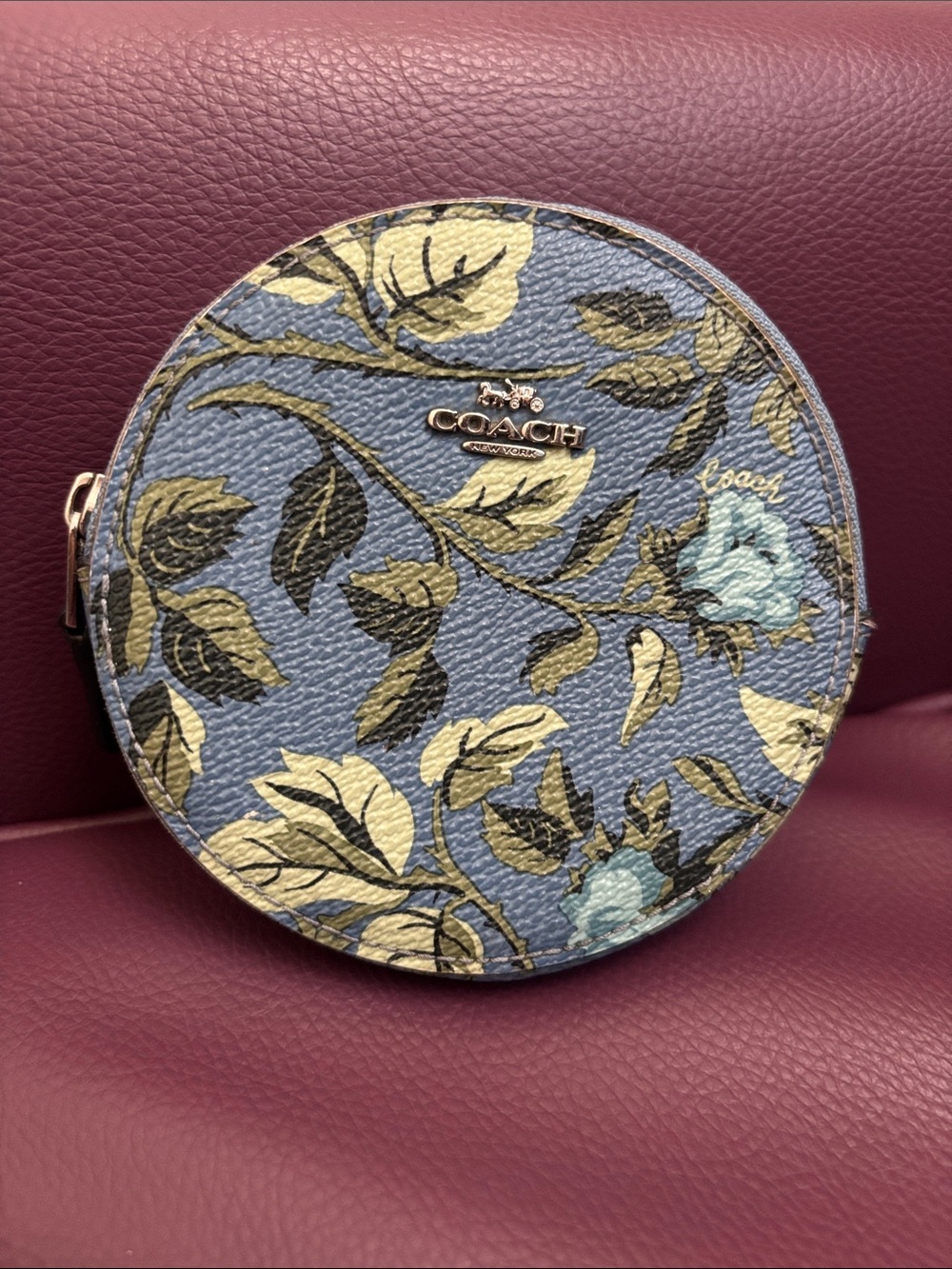 Coach Floral Round Cosmetic Case or coin purse - Blue